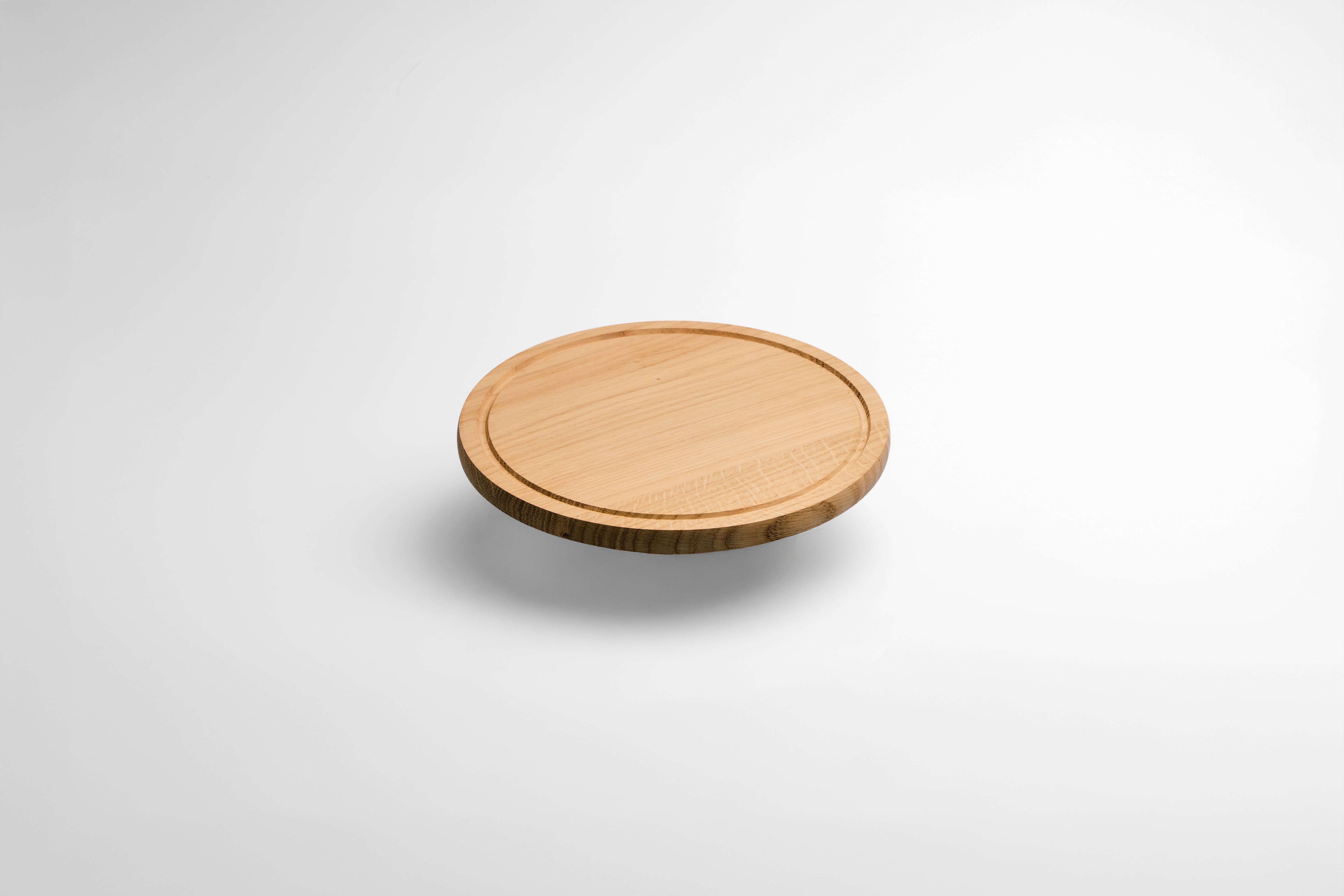 Kleine (26cm) Ronde Naturel Eikenhouten Snijplank met Sapgeul