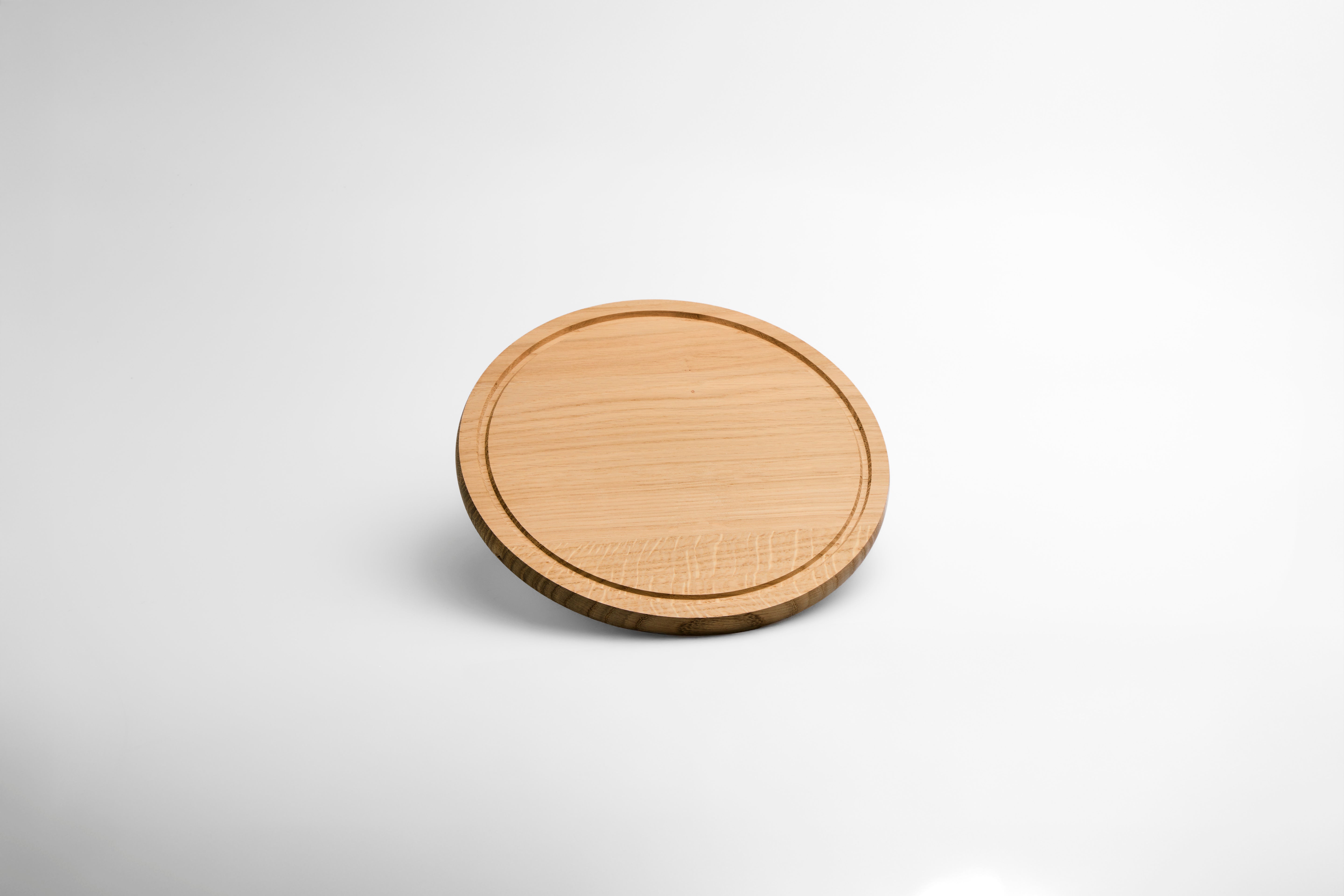 Kleine (26cm) Ronde Naturel Eikenhouten Snijplank met Sapgeul