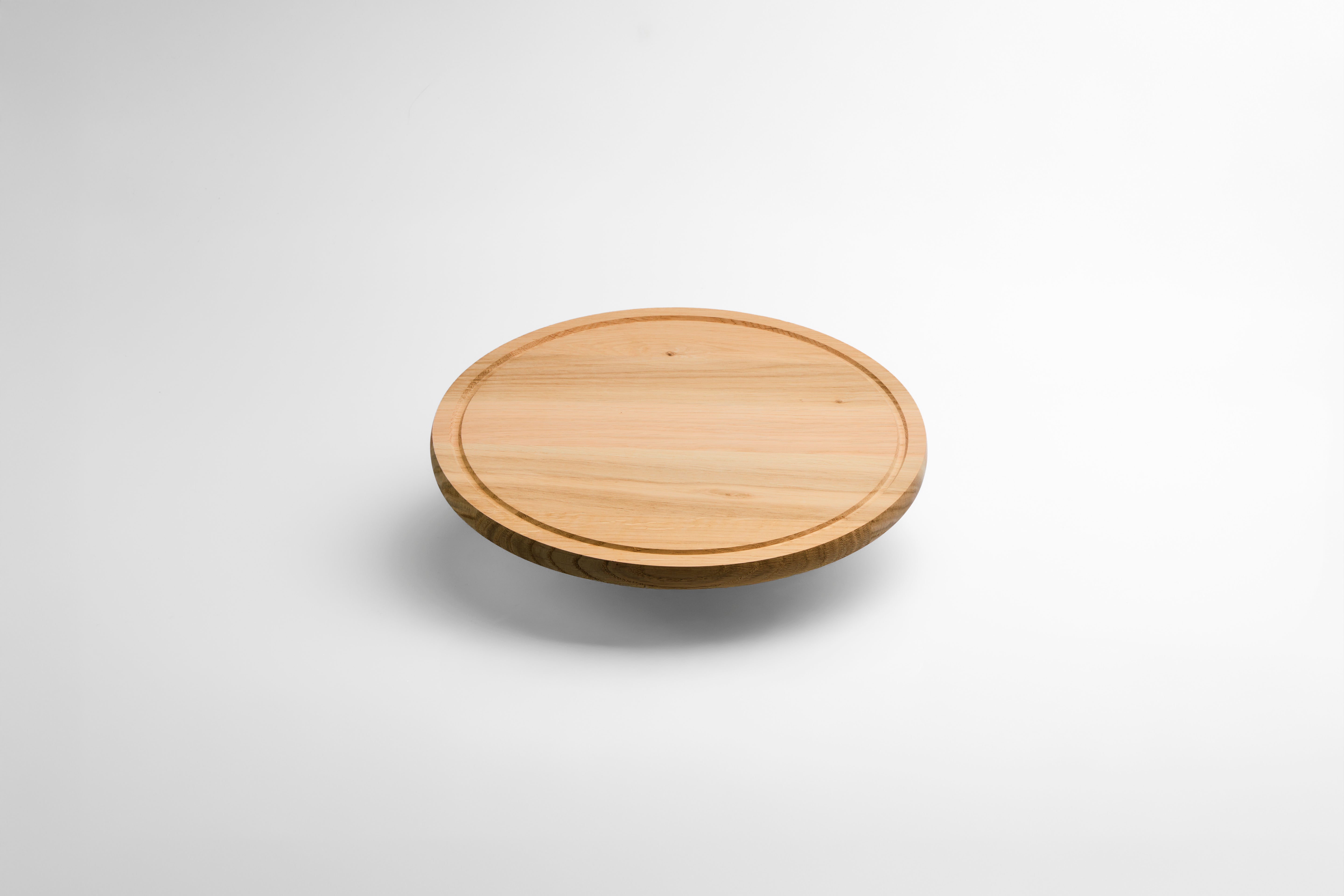 Medium (30cm) Ronde Naturel Eikenhouten Snijplank met Sapgeul