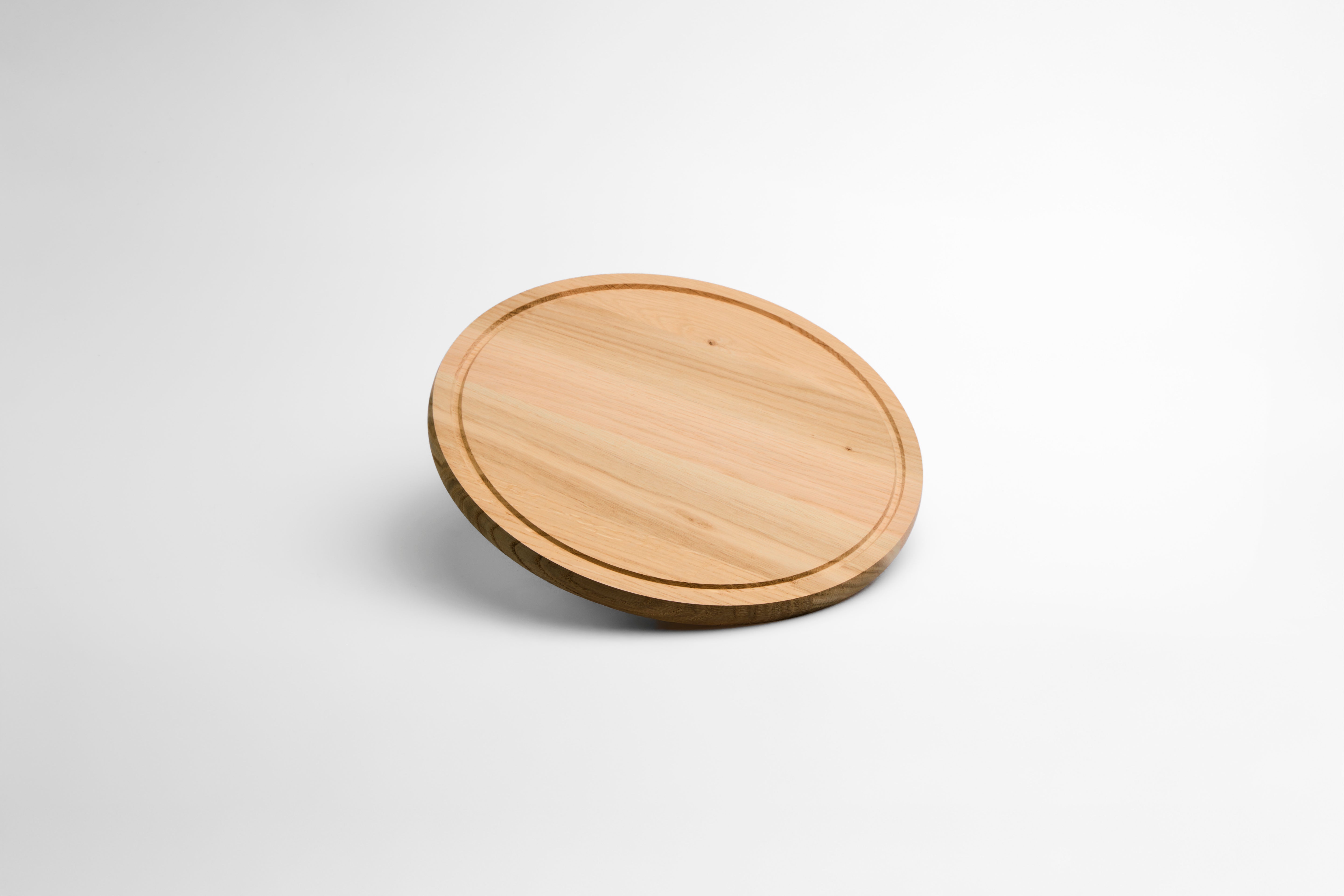 Medium (30cm) Ronde Naturel Eikenhouten Snijplank met Sapgeul