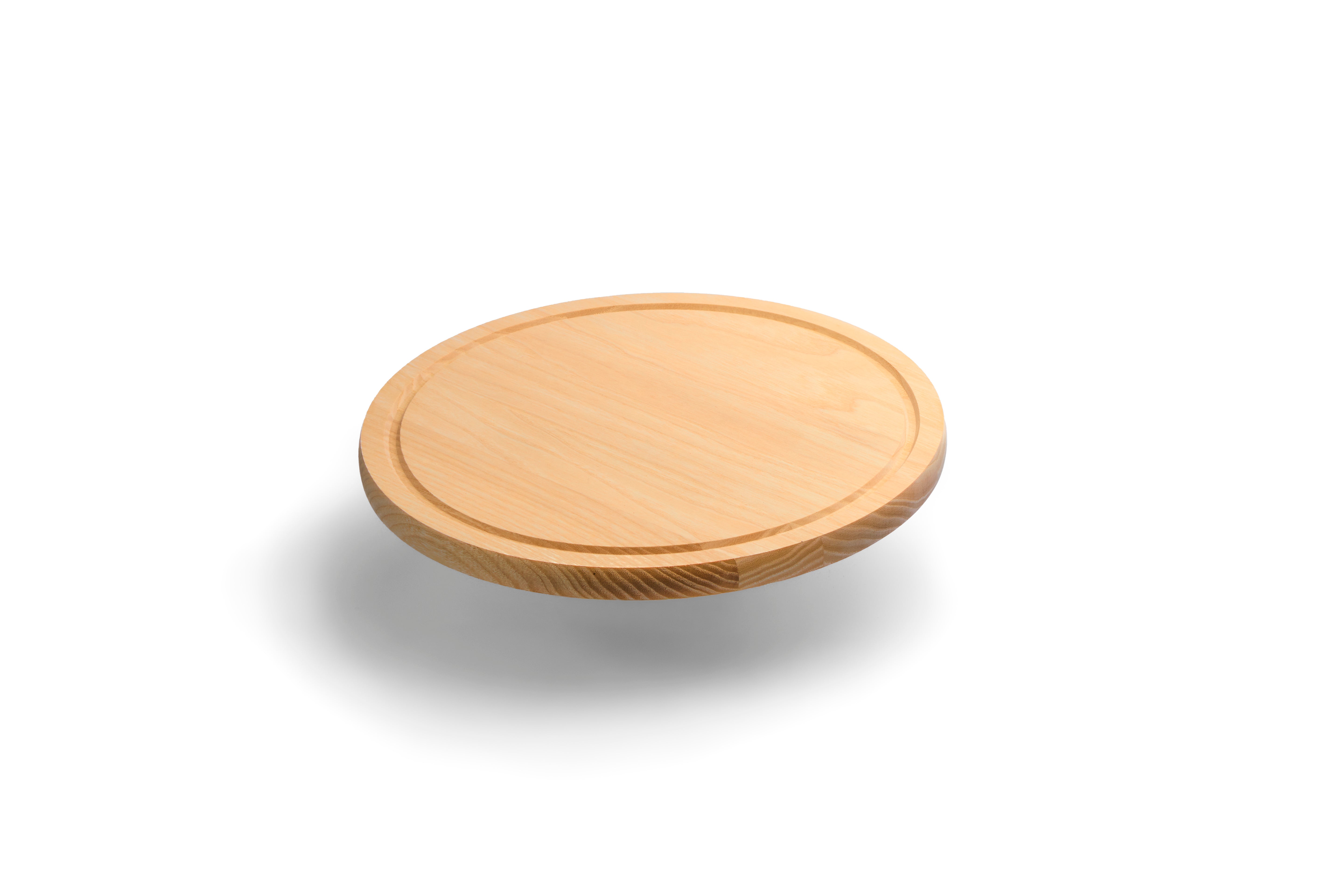 Kleine (26cm) Ronde Essenhouten Snijplank met Sapgeul