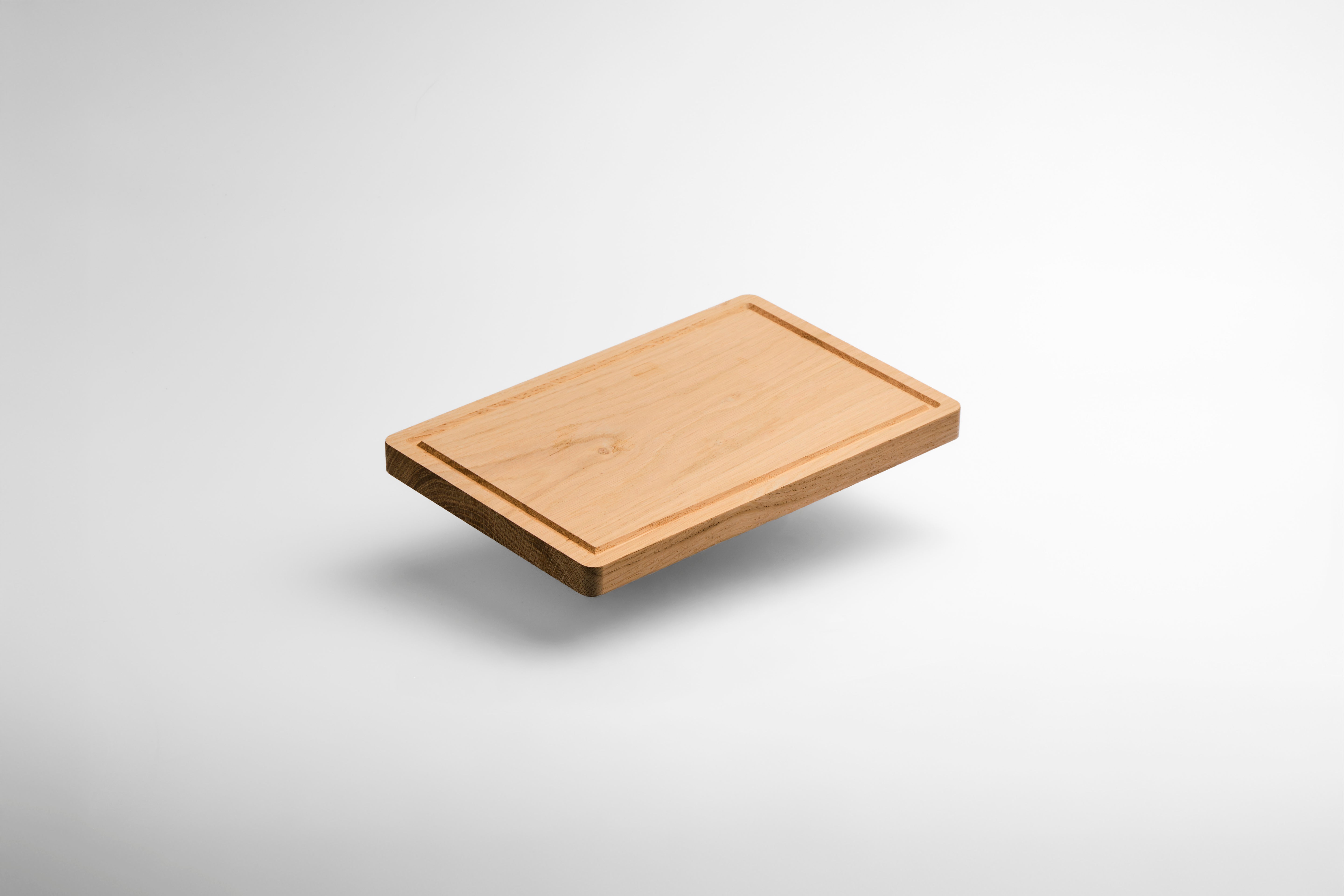 Medium (30x20x2) Rechthoekige Naturel Eikenhouten Snijplank met Sapgeul