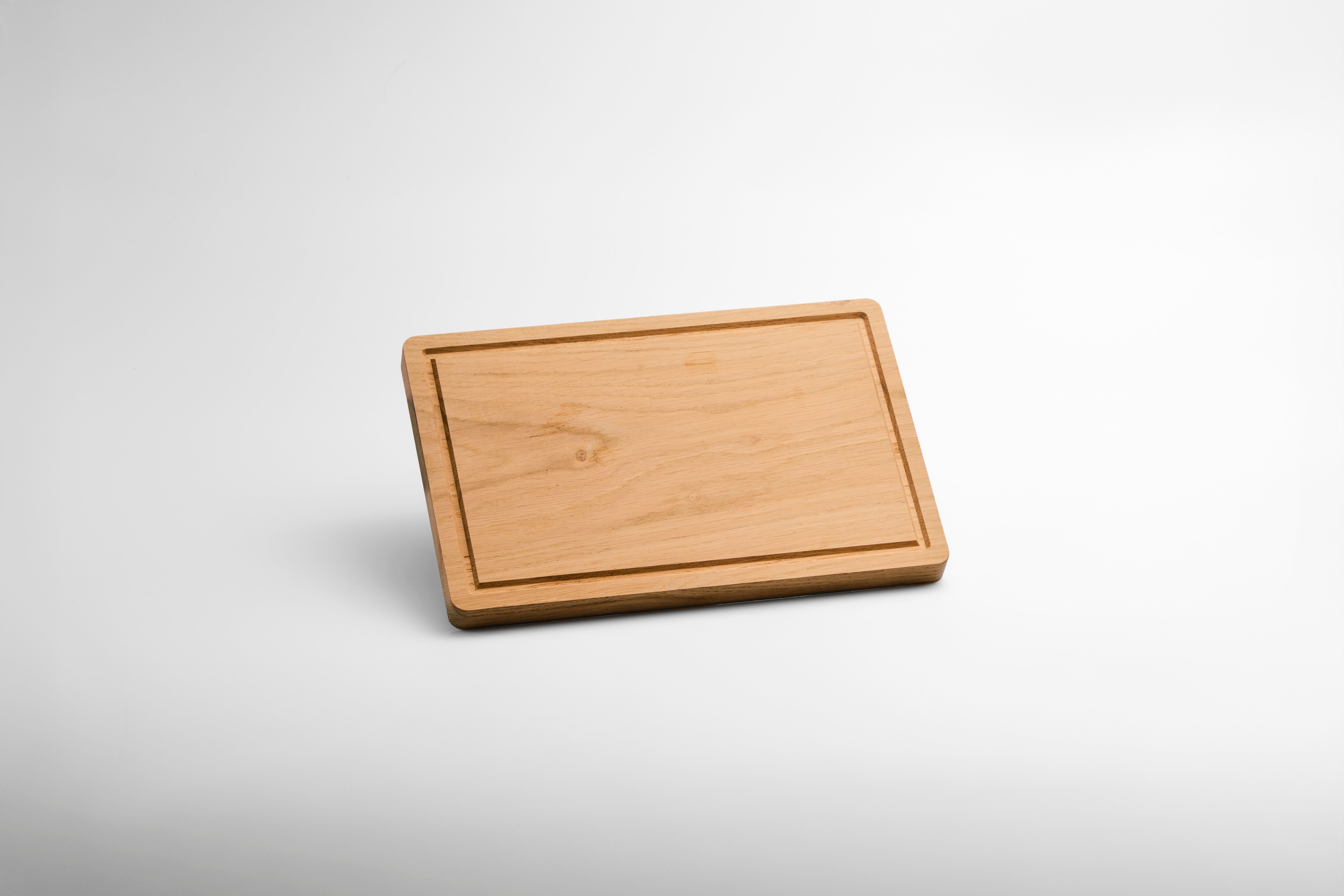 Medium (30x20x2) Rechthoekige Naturel Eikenhouten Snijplank met Sapgeul