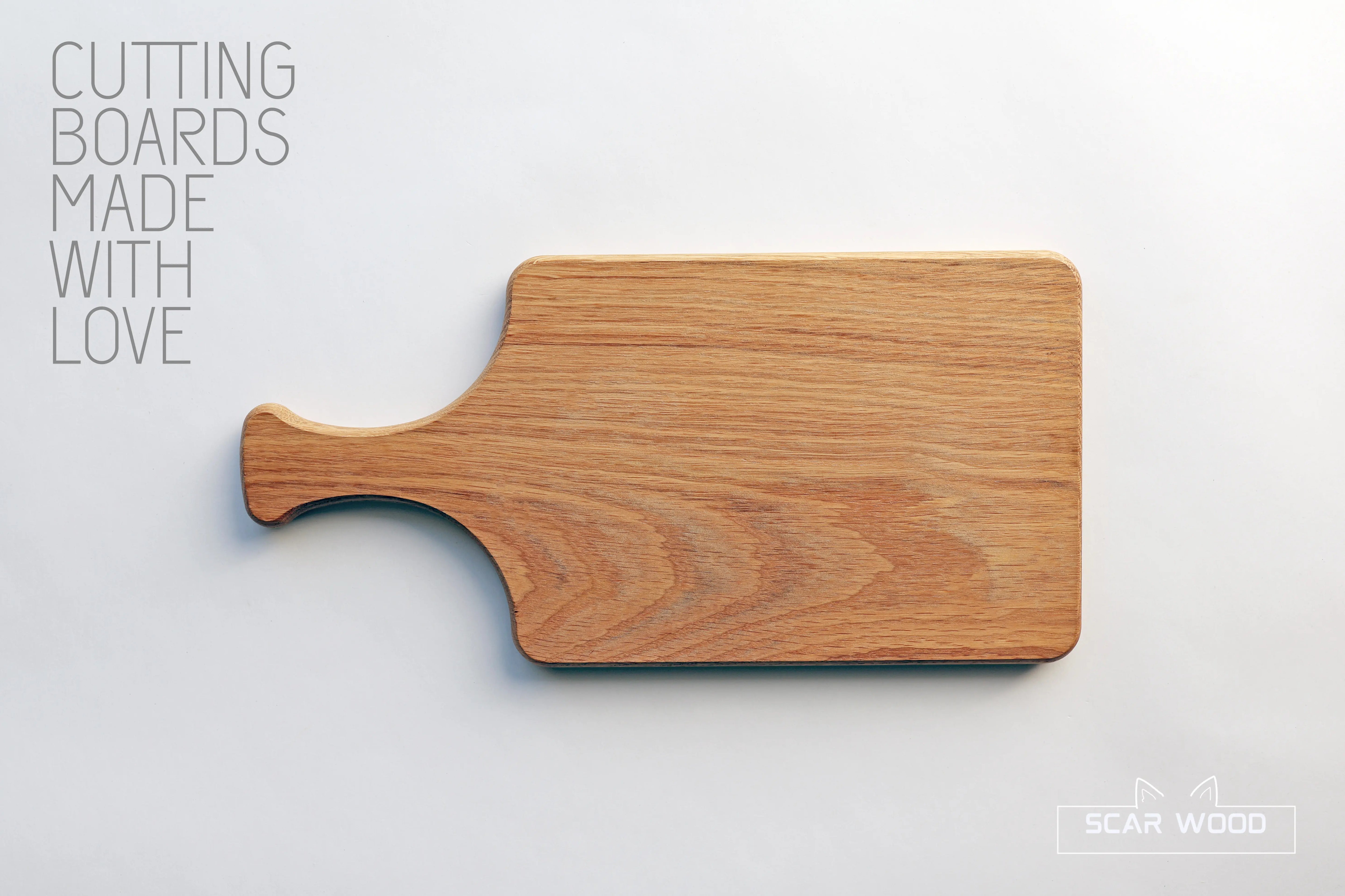 Medium (37x18x1.5) Rechthoekige Eikenhouten Snijplank met Handvat
