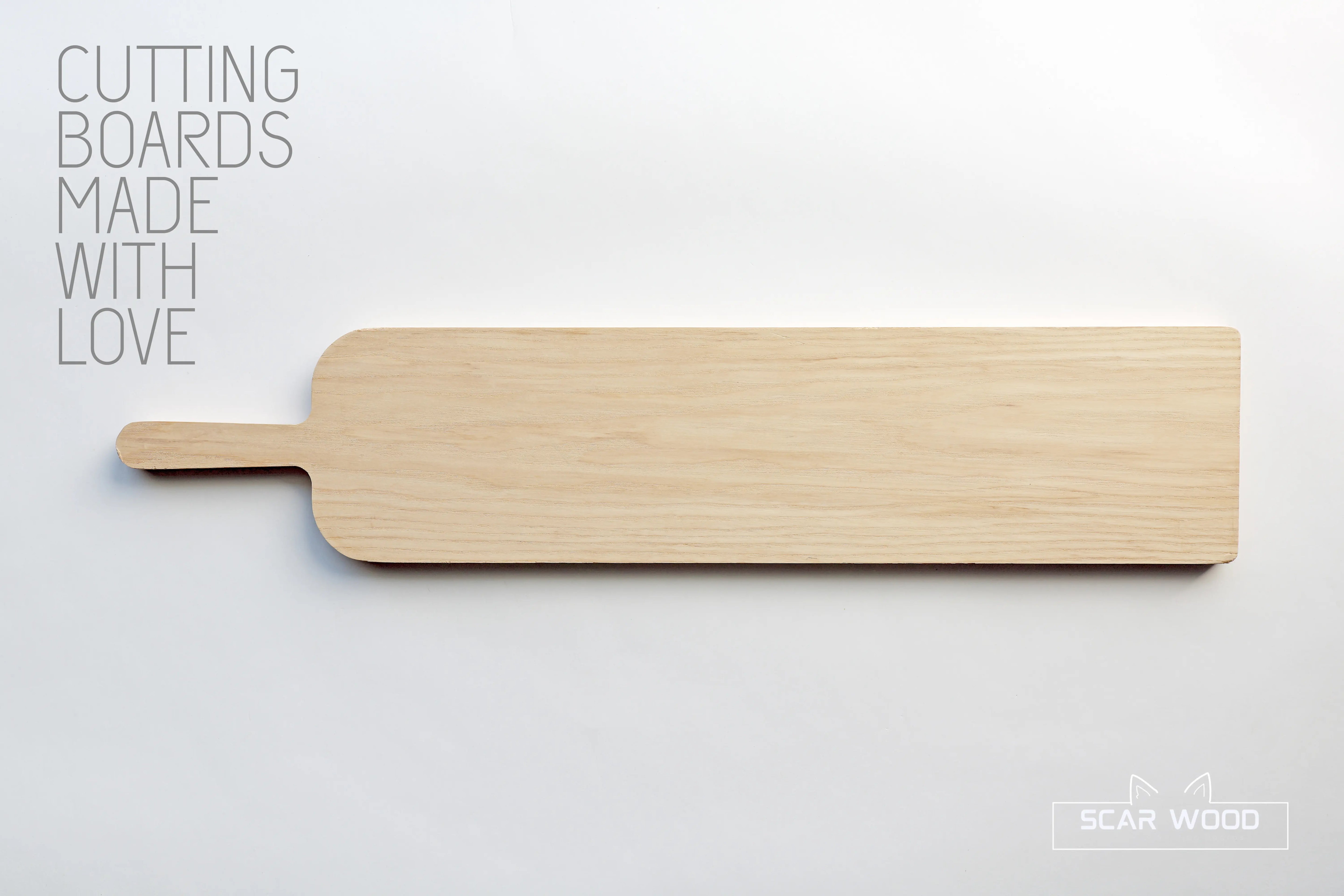 Grote (50x15x1.5) Rechthoekige Essenhouten Serveerplank met Handvat