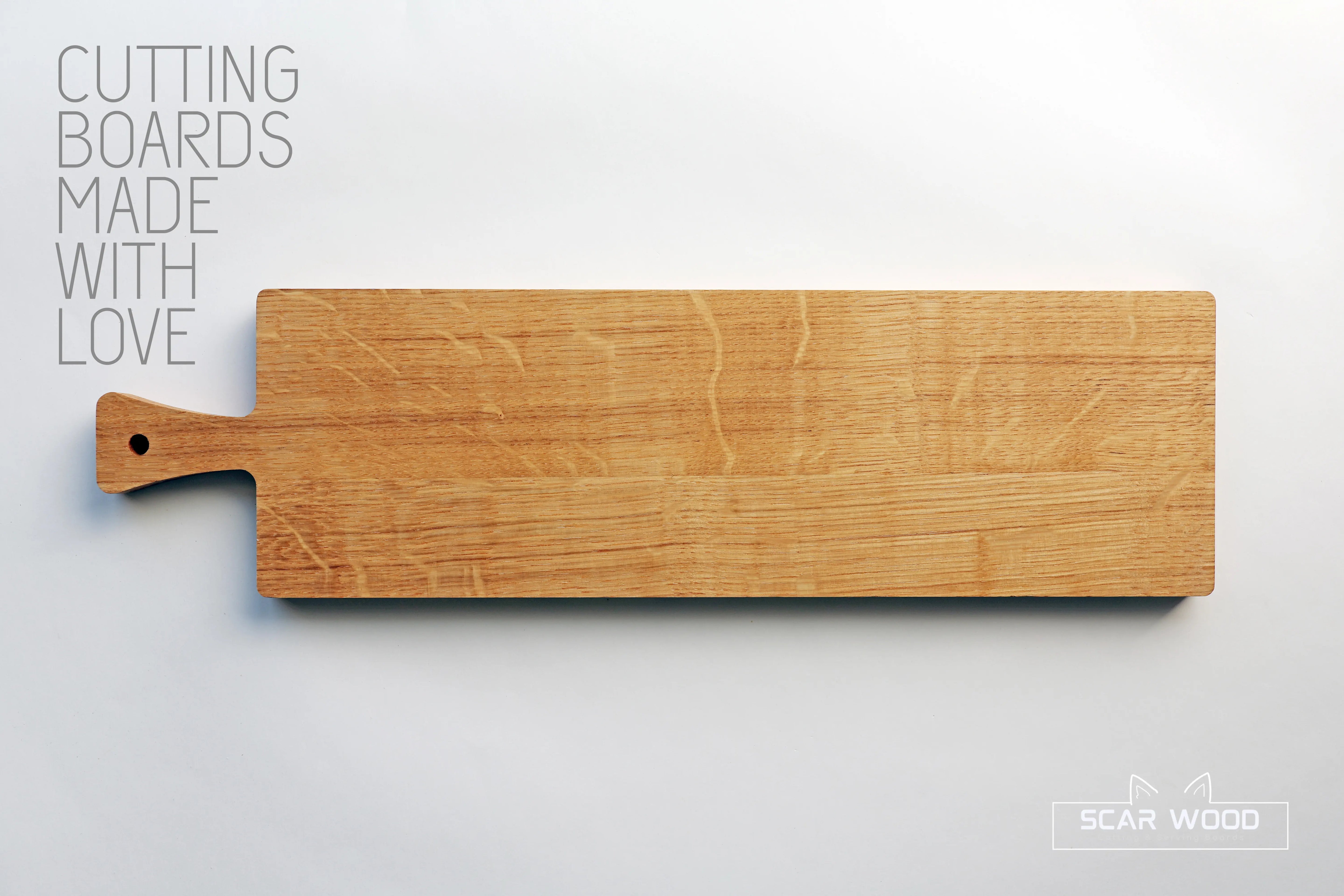 Grote (55x15x2) Rechthoekige Geoliede Eikenhouten Serveerplank met Handvat