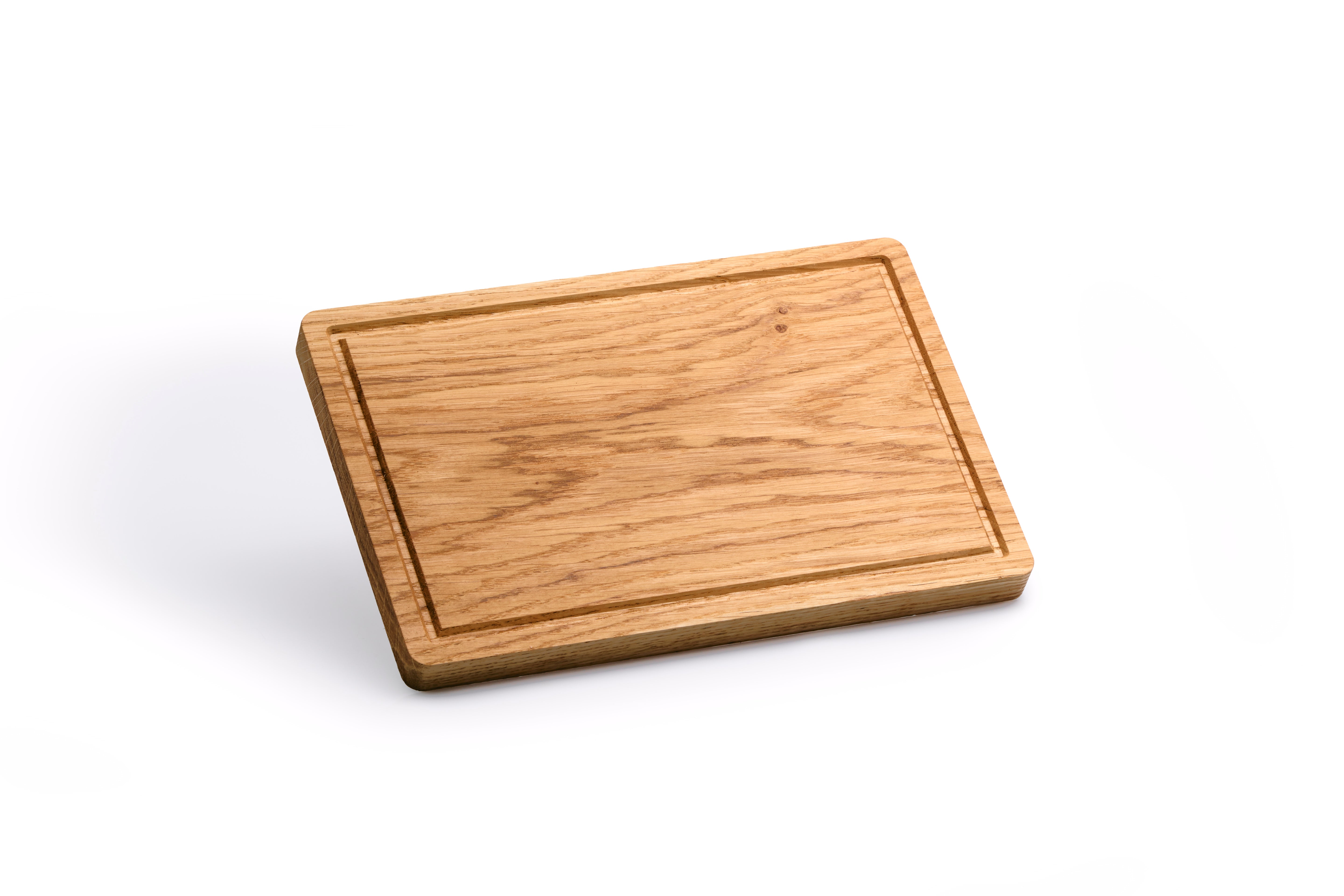 Medium (30x20x2) Rechthoekige Geoliede Eikenhouten Snijplank met Sapgeul