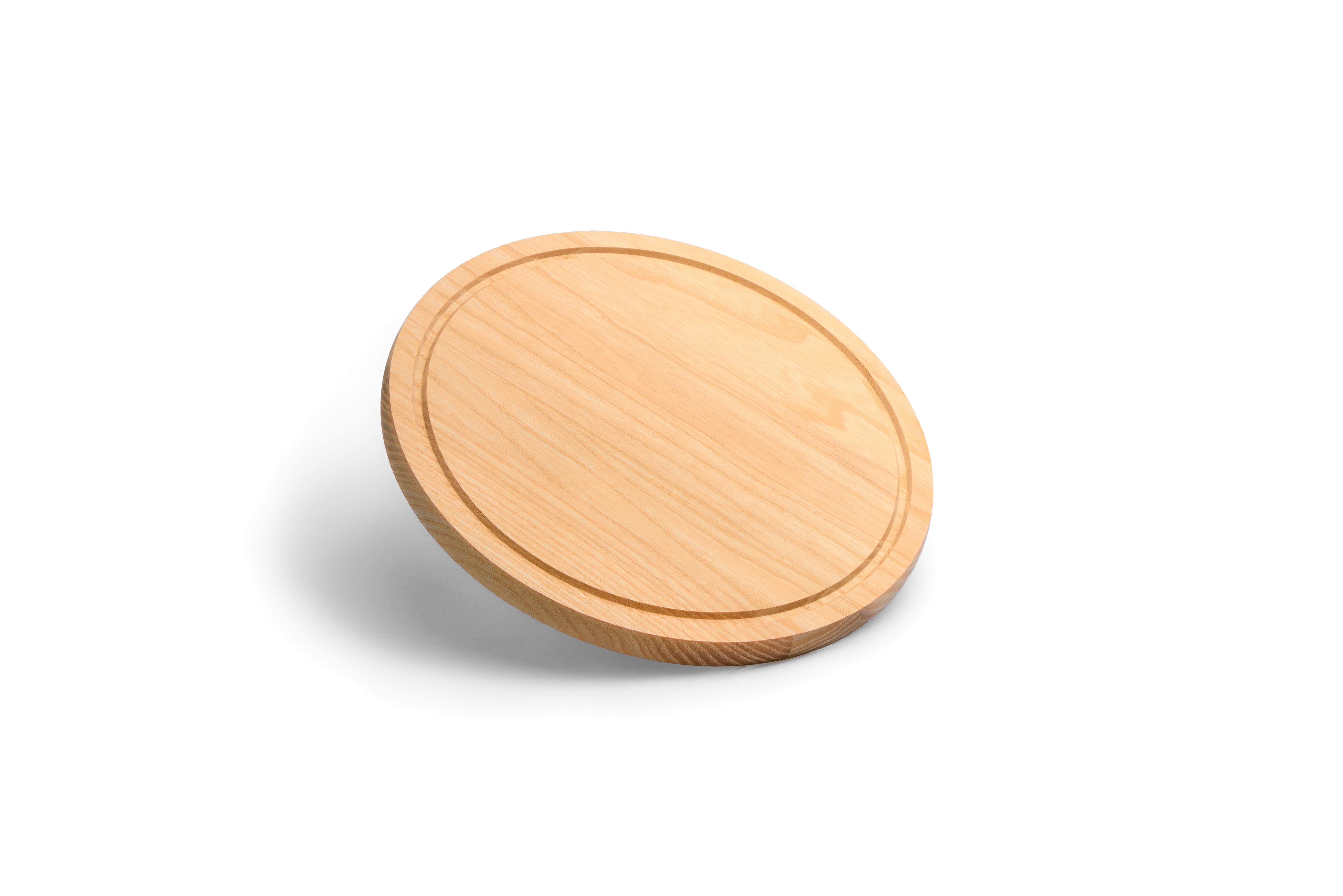 Kleine (26cm) Ronde Essenhouten Snijplank met Sapgeul