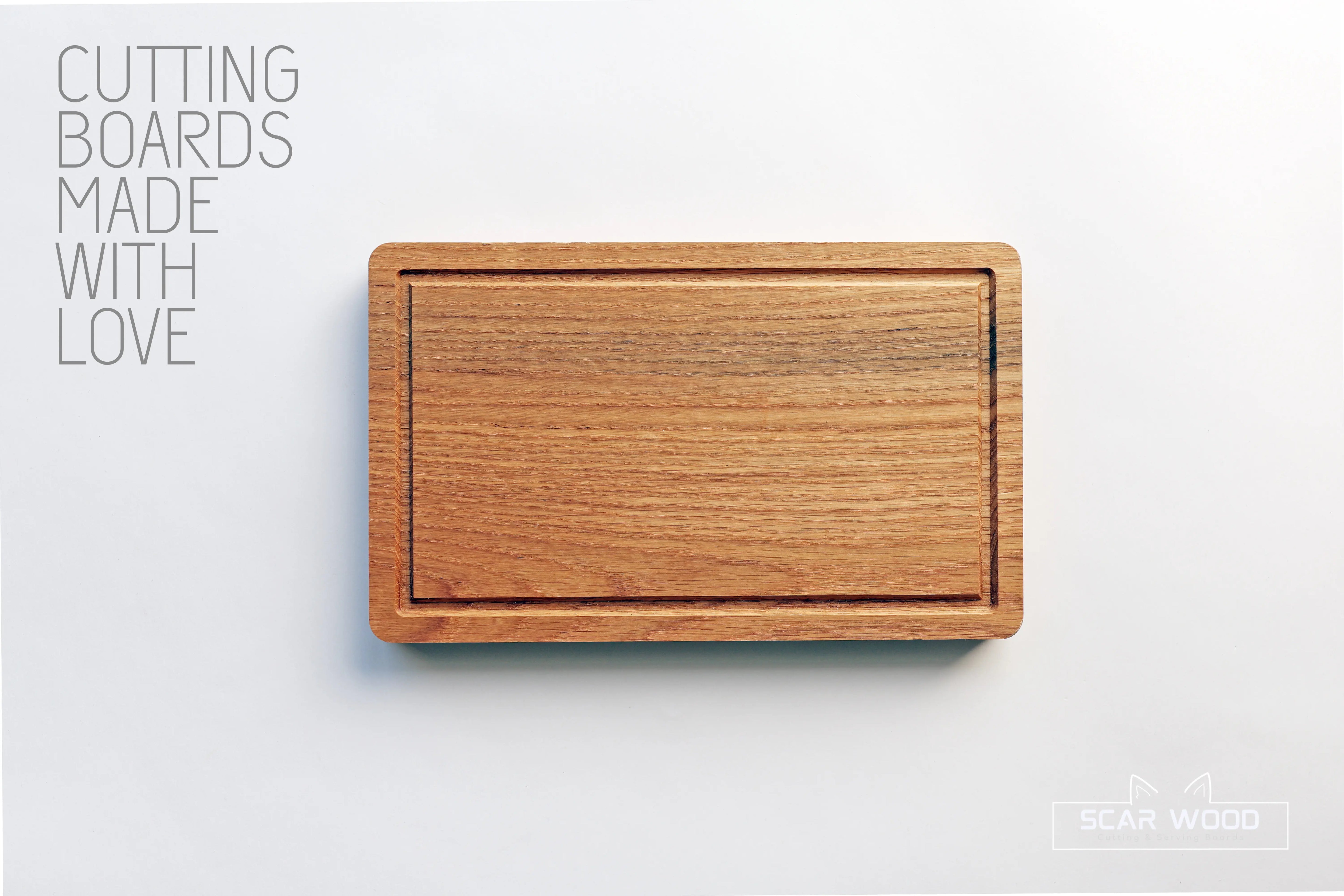 Kleine (25x16x2) Rechthoekige Geoliede Eikenhouten Snijplank met Sapgeul