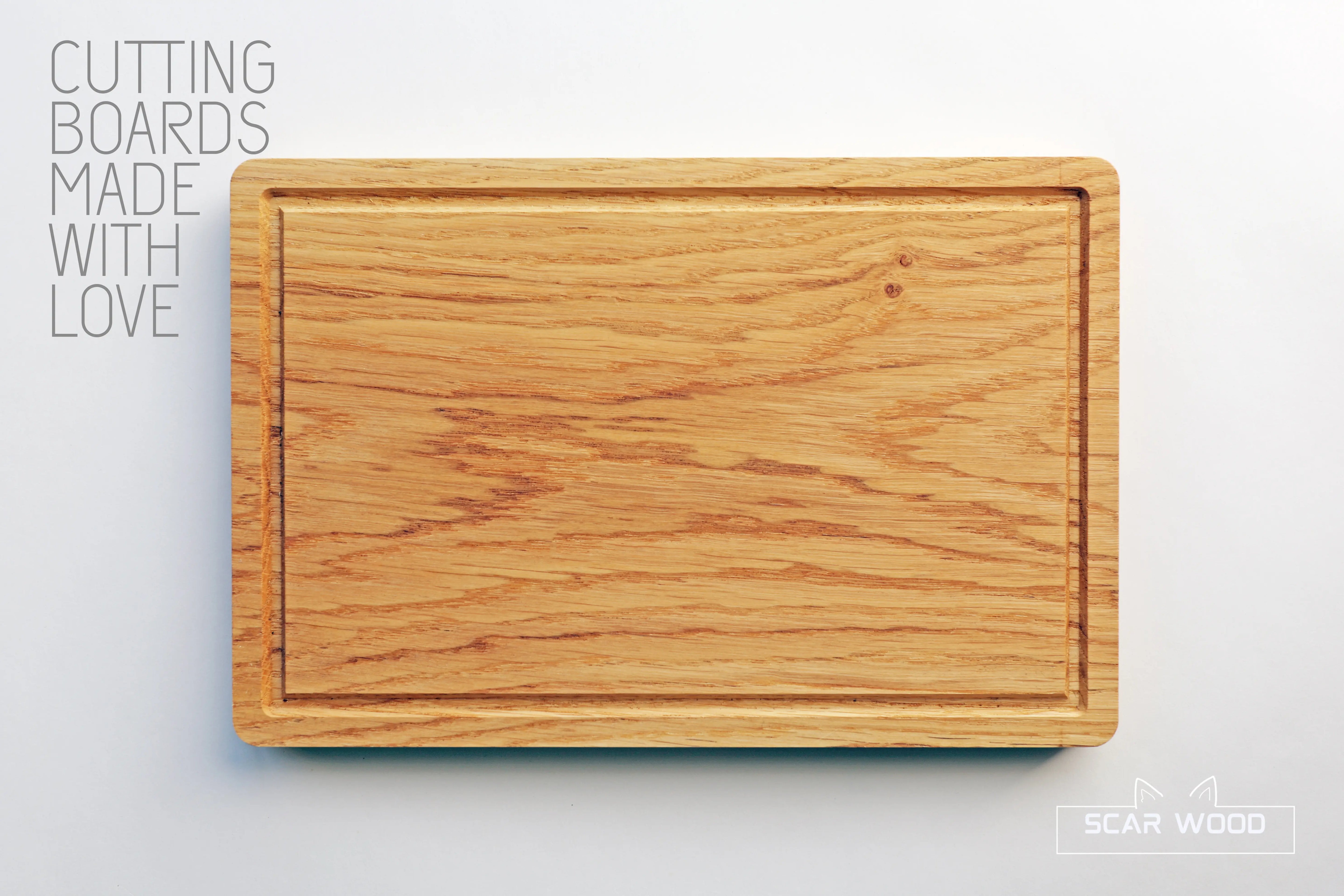 Medium (30x20x2) Rechthoekige Eikenhouten Snijplank met Sapgeul