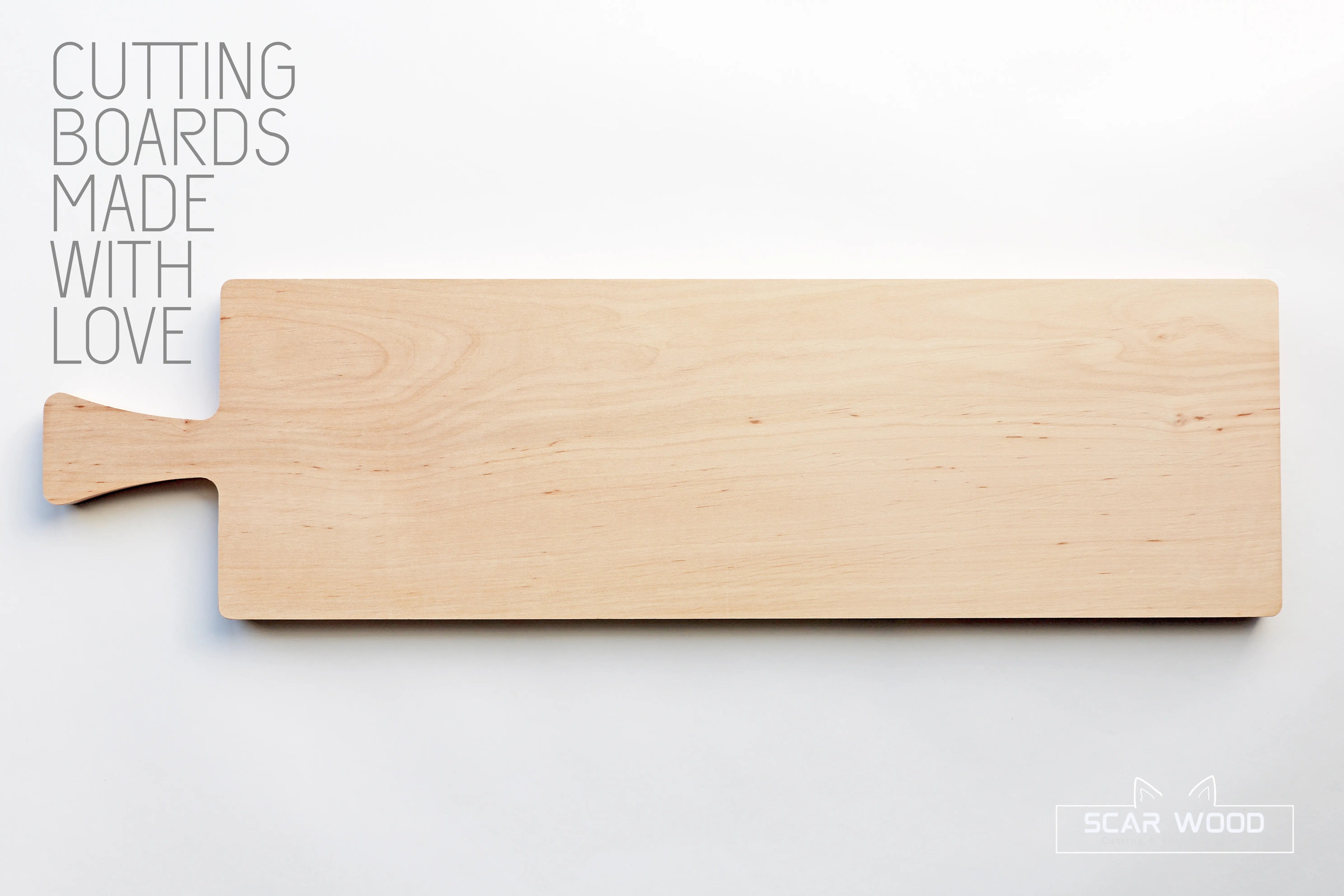 Grote (55x15x2) Rechthoekige Beukenhouten Serveerplank met Handvat
